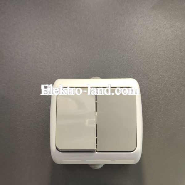 Выключатель двухклавишный  IP54 SVT Electric серый